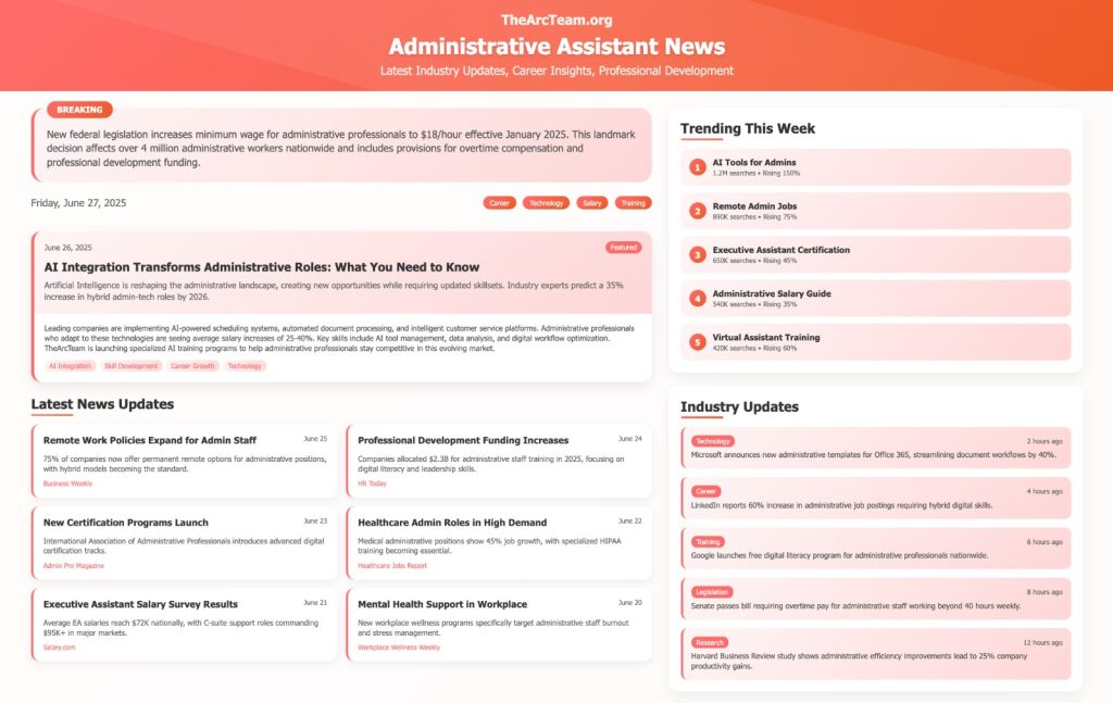 Administrative Assistant News
